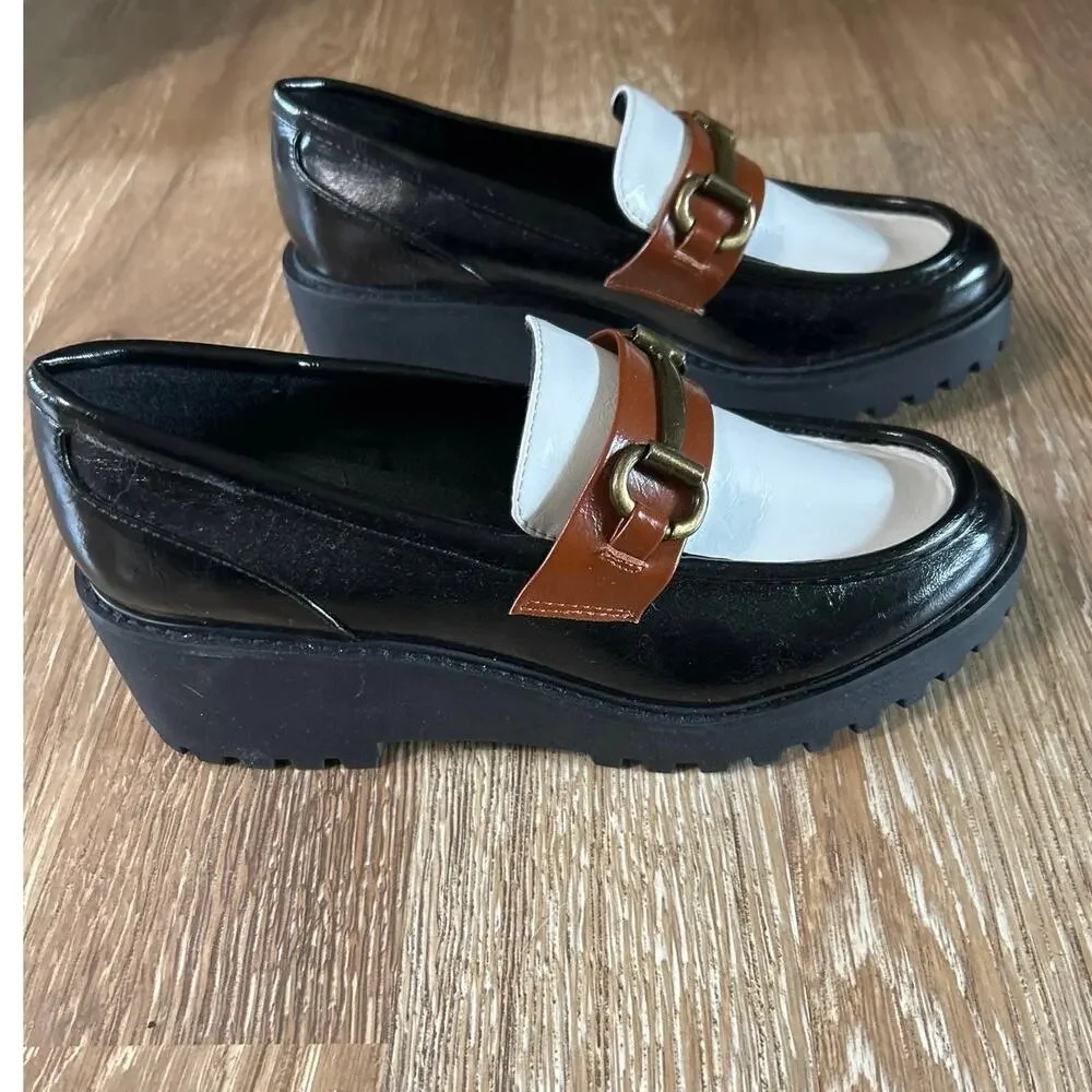 SM New York Chunky Lug Sole Loafers Platform Horsebit Colorblock Y2K 8.5